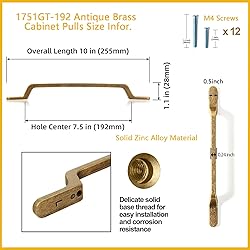 Goo-Ki 6 Pack 7.56"(192mm) c-c Antique Brass Drawer