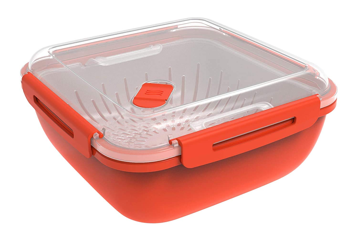 Rotho, Memory Microwave, Steamer oven for microwave 1.7 l, Plastic (PP) BPA-free, red/transparent, 1,7l (19,5 x 19,5 x 9,1 cm)
