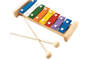 CARA & CO Professional Colorful Wooden Soprano Glockenspiel Xylophone with 8 Metal Keys for Adults & Kids - Includes 2 Wooden Beaters