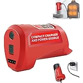 M12 USB Power Source Charger Adapter for Milwaukee M12 12V Battery, Type-C Input Charging, with 2.1A USB Port & DC 12V Outlet, Replace 48-59-1201