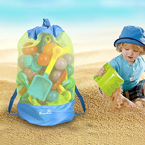 Strandspielzeug Tasche Strandtasche Mesh Beach Bag EocuSun für Sandspielzeug Wasserspielzeug Rücksack Beutel für… – Bild 3