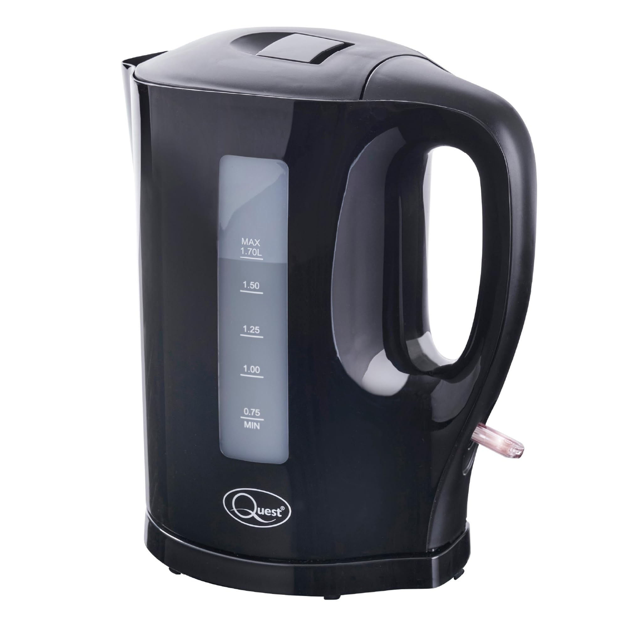 Quest 1.7 Litre Electric Kettle/Black/Cord Storage/Water Level Indicator/BPA Free/Automatic Cut-Off/Student Essentials for University