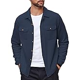 COOFANDY Men's Polar Fleece Shacket Long Sleeve Casual Button Down Shirt Jacket with Pockets