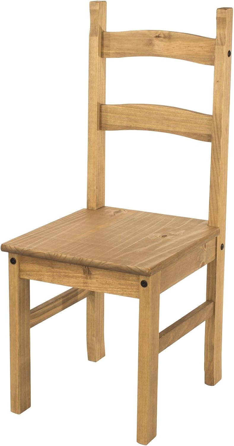 Home Source Solid Pine Wood Pair of Dining Chairs, Kitchen Dining Furniture, Waxed Finish, Natural, 2 Chair - Image 3