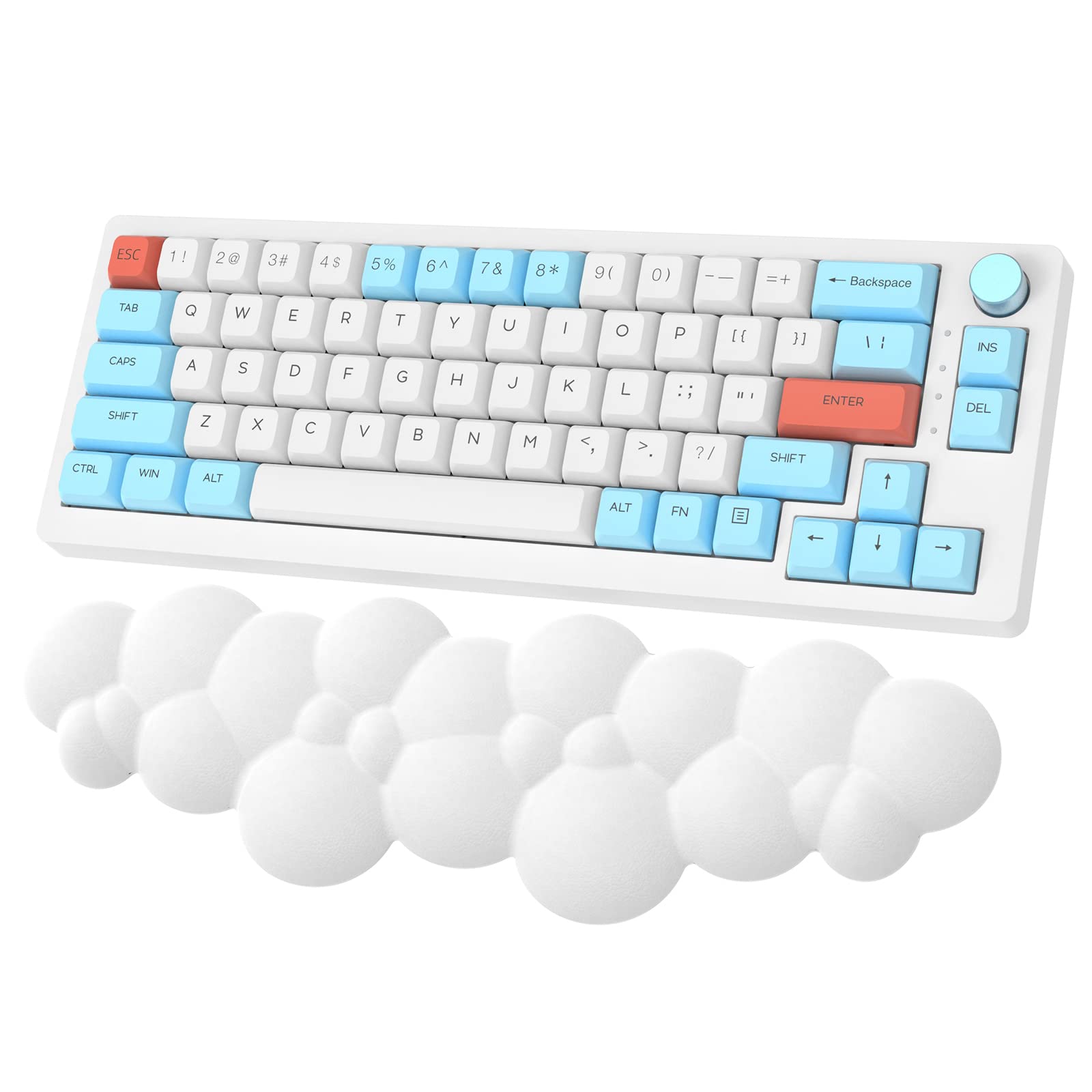ZIYOU LANG White TKL Wrist Rest Keyboard, Ergonomic Cloud Wrist Rest Arm Rests for Wrists PU High Density Memory Foam With Non-Slip Base Easy Wiping, Lightweight, Typing Pain Relief for Keyboard-White