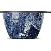 S’well Stainless Steel 64oz Salad Bowl Kit, Azurite Color, Includes 2oz Condiment Container and Removable Tray, Leak-Proof, Easy to Clean, Dishwasher Safe