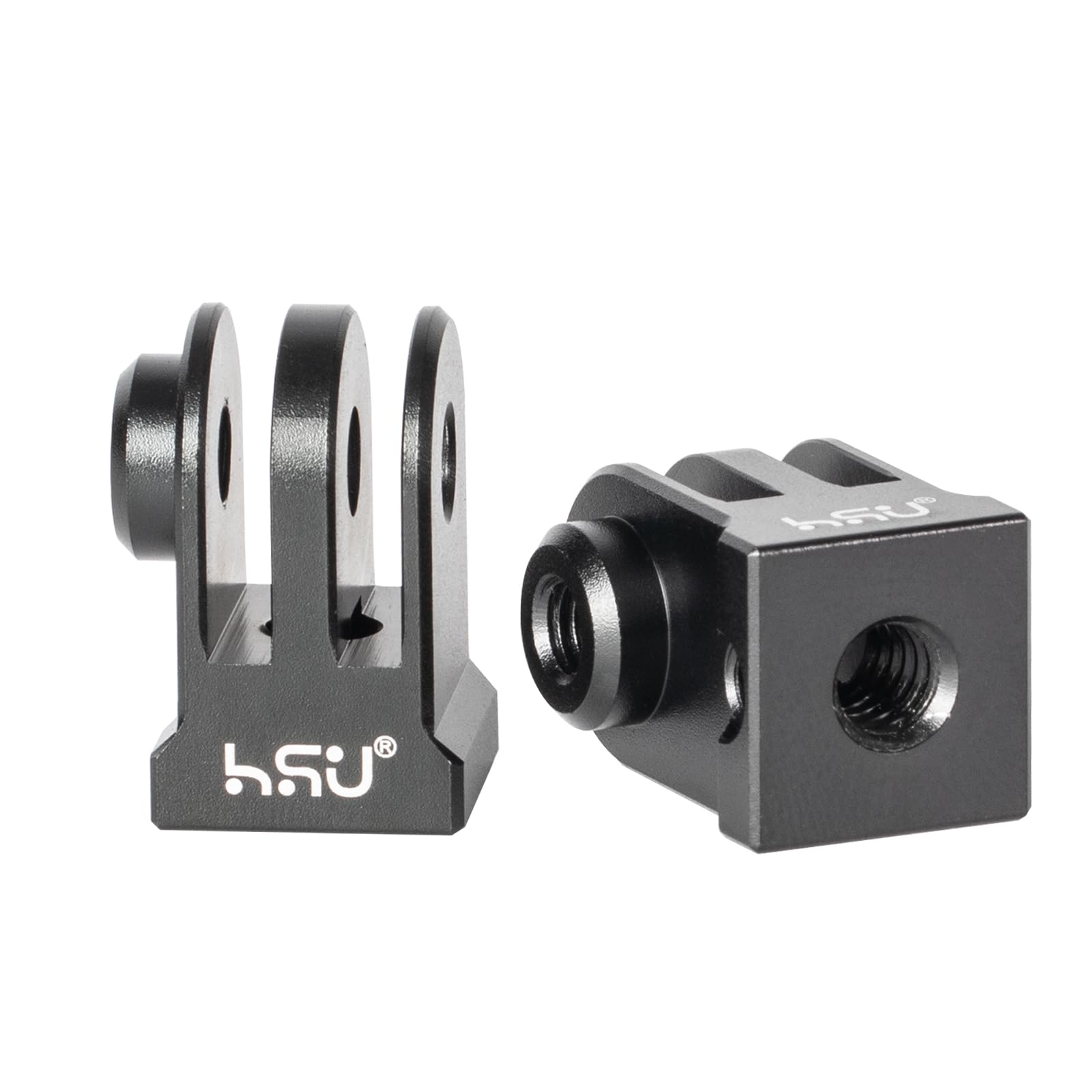 HSU Aluminum Tripod Mount Adapter for GoPro, 2 Pack Camera Adapter for Hero 13/12/11/10/9/8/7/6/5/4/3 Action Camera (Black)