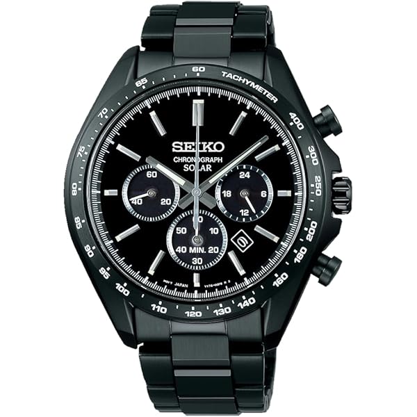 時計 SEIKO CHRONOGRAPH Seiko Solar Chronograph Black Dial Men's Watch SSC143 New With Tag