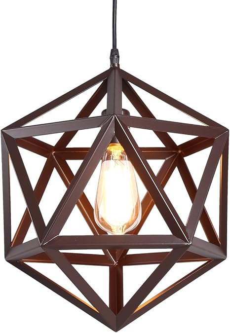 Homiforce Industrial 1 Light Large Brown Wrought Iron Pendant