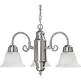 Capital Lighting 3253MN-118 David Faux White Alabaster Glass Chandelier, 3-Light 300 Total Watts, 15" H x 21" W, Matte Nickel