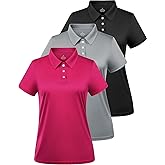 Ullnoy Women Soft Polo Shirts Short Sleeve Dry Fit Golf Shirt for Women Moisture Wicking Athletic Polo Tee Pack