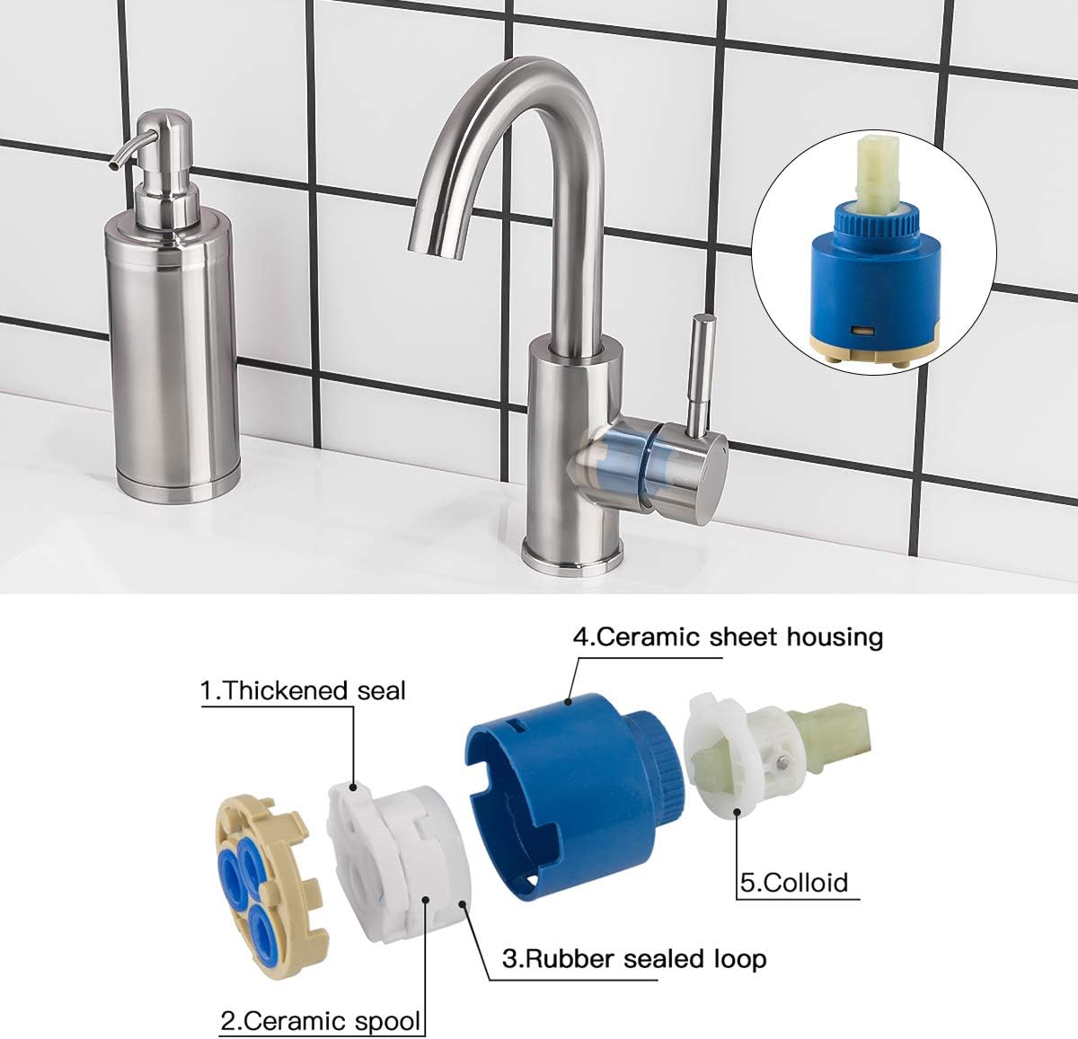 Bar Sink Faucet Brushed Nickel GAPPO Bathroom Faucet Stainless Steel Farmhouse Lavatory Sink Faucet Mixer Small Kitchen Faucet - - 