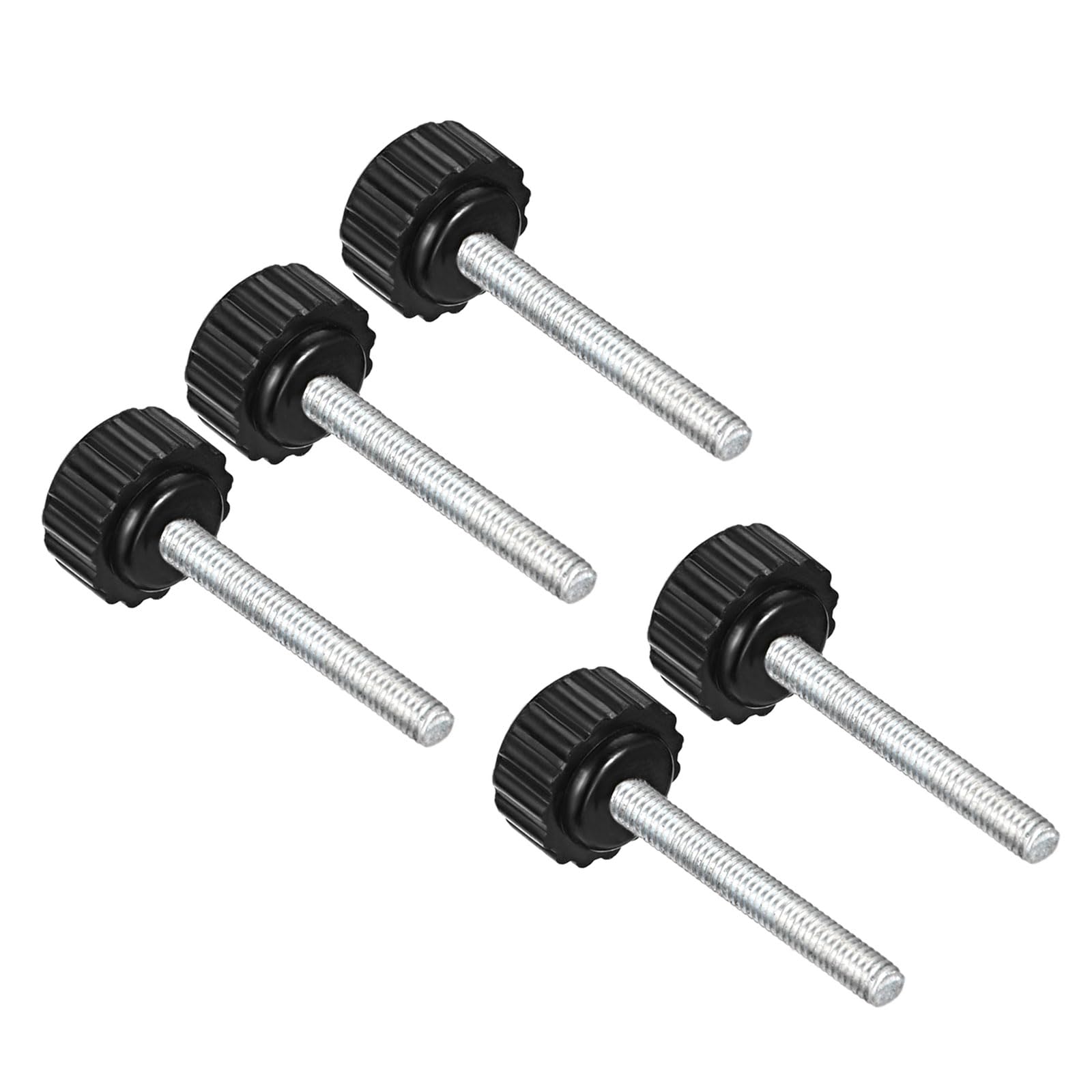 CoCud Knurled Clamping Knobs, M4 x 30mm Male Thread 16mm Head, Thermoset Plastic Thumb Screw Grip Bolt Knobs Black - (Applications: for Lathe Machinery), 5-Pieces