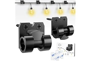 VEXON Hooks for Outdoor String Lights Clips: 50pcs Christmas Light Clips with Waterproof Adhesive for Hanging Balcony Lights - Outside Black String Light Hooks - Decor Garland Hanger - Cable Holders