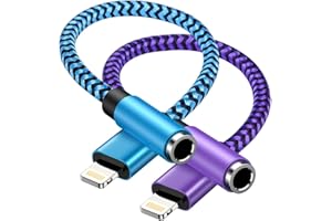 HAOANO 2-Pack Lightning to 3.5mm Aux Adapter, Headphone Adapter for Aux Cord [Apple MFI Certified] 3.5mm Jack Aux Audio Adapter Dongle for iPhone 14 13 12 11 Pro Max Plus Mini XR XS 8 iPad iPod