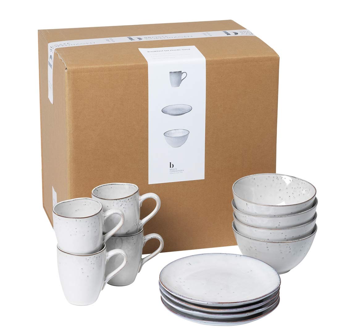 Broste Copenhagen 80019671 Nordic Sand Breakfast Set, Stoneware