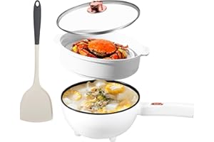 Hot Pot Electric, 3L Non-Stick Sauté Pan, Rapid Noodles Cooker with Steamer & Spatula, Mini Pot for Steak, Egg, Ramen, Electr