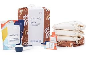 Esembly Try-It Kit - Cloth Diaper Starter Set with Organic Cotton Diapers, Waterproof Diaper Cover, Wet Bag, and Laundry Dete