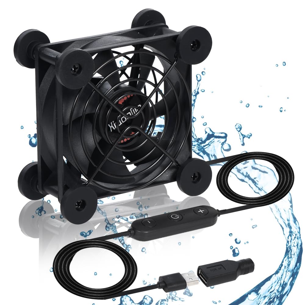 Photo 1 of xiaoqijia Quiet 80mm Fan with 10 Speed USB 5V DC 12V IPX5 Waterproof Cooling Fan for Tablet TV Receiver Router DVR Xbox Greenhouse Kennel Computer Cabinet Component Cooling