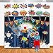 TMCCE 13 PCS Superhero Party Supplies - Cityscape Backdrop, 12 Photo Booth Props for Kids Birthday Party Decorations