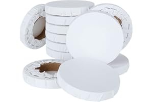 CertBuy 18 Pack Round Canvas 4 Inch, Circle Canvases for Painting, Blank White Canvas Boards, Circle Canvas Panel Boards, Cotton Painting Canvas Panels, Art Supplies for Painting Artist Hobby Painter