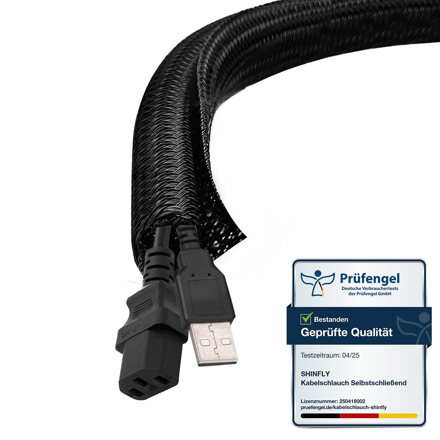 shinfly Cable Sleeve 6 mm x 3 m, Black – for 1–2 thin cables or a single thicker cable, cable organizer for PC, household appliances, office & motorcycle