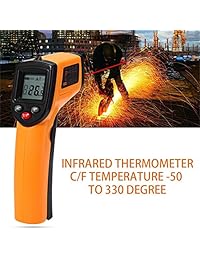 Sin contacto Termómetro infrarrojo digital IR Temperatura pistola láser diagnostic tool Tester pirómetro gama C F  50 a 380 °C  58 a 716 °F Cocina Cocinar, Anaranjado