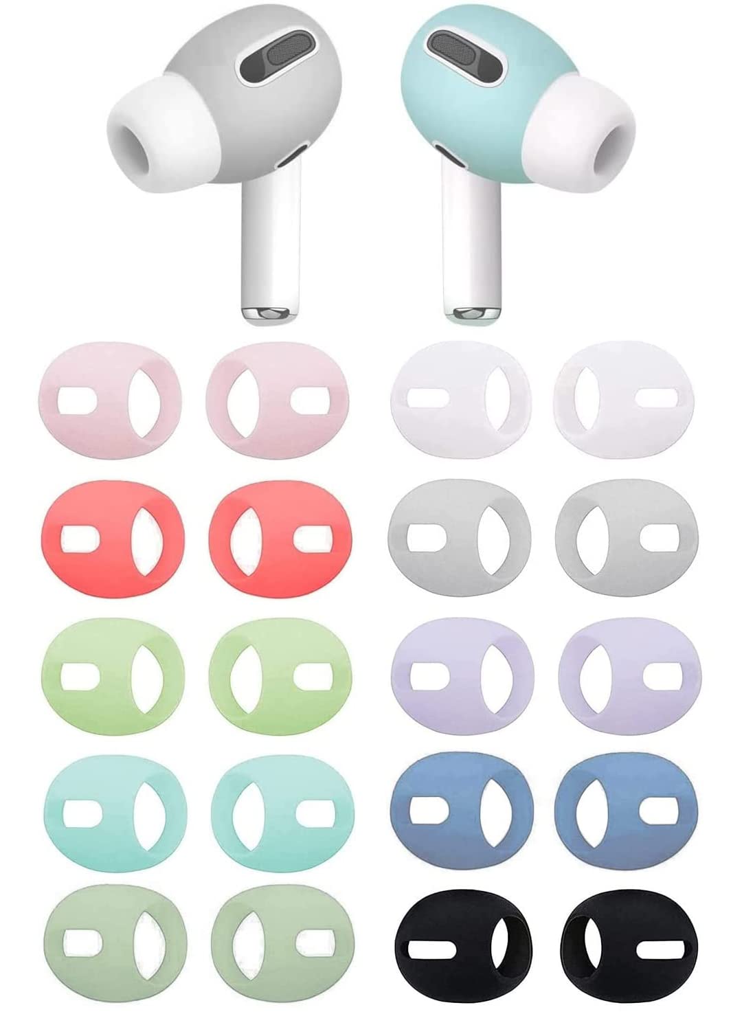 Photo 1 of Rqker Fit in Case Eartips Covers Compatible with AirPods Pro, 10 Pairs Soft Silicon Earbuds Skins, 10 Colors