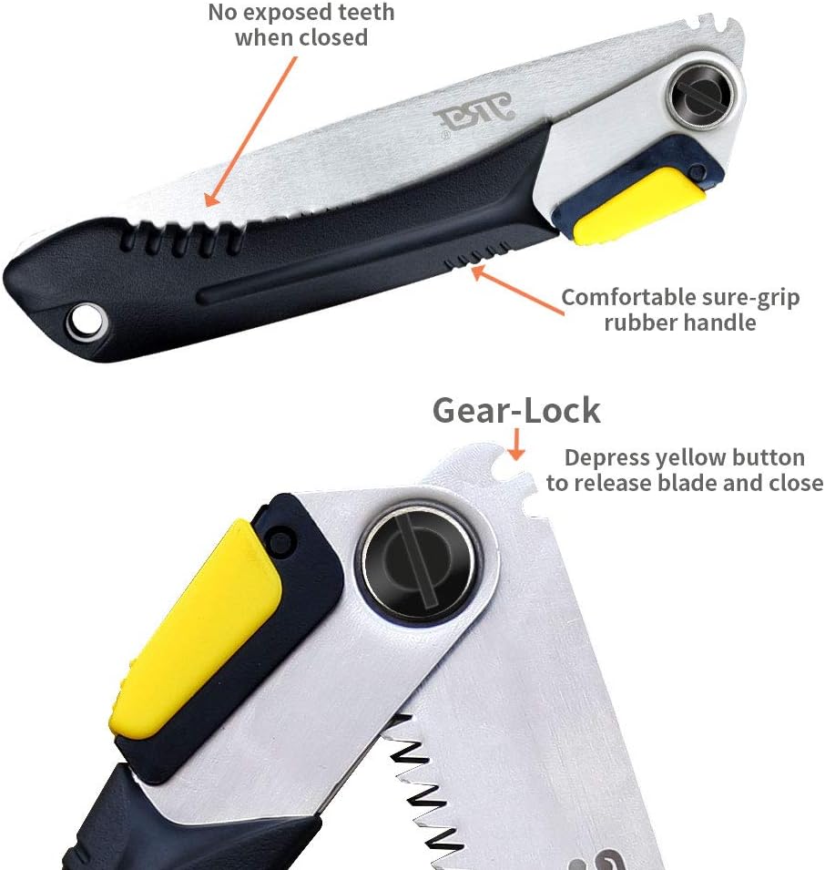 JRF Folding Hand Saw Heavy Duty Extra Long 9 Inch Blade Hand Pruning Saw,Shaped Sawtooth Blade with Durable SK-5 Steel for Bone, Dry Wood, Trimming Branches, Camping, Clearing Forest Trails, Hunting: Home Improvement