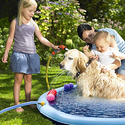 Qrooper Dog Pool Splash Pad Sprinkler for Dogs Kids Inflatable