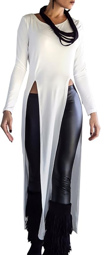 Ninimour Womens Long Sleeve High Slit 