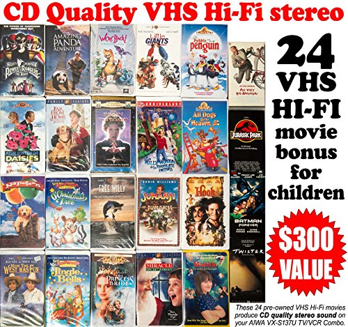 Aiwa-VX-S137-13-4-Head-Hi-Fi-Stereo-TVVCR-Combo-24-VHS-Hi-Fi-Movies-for-Children
