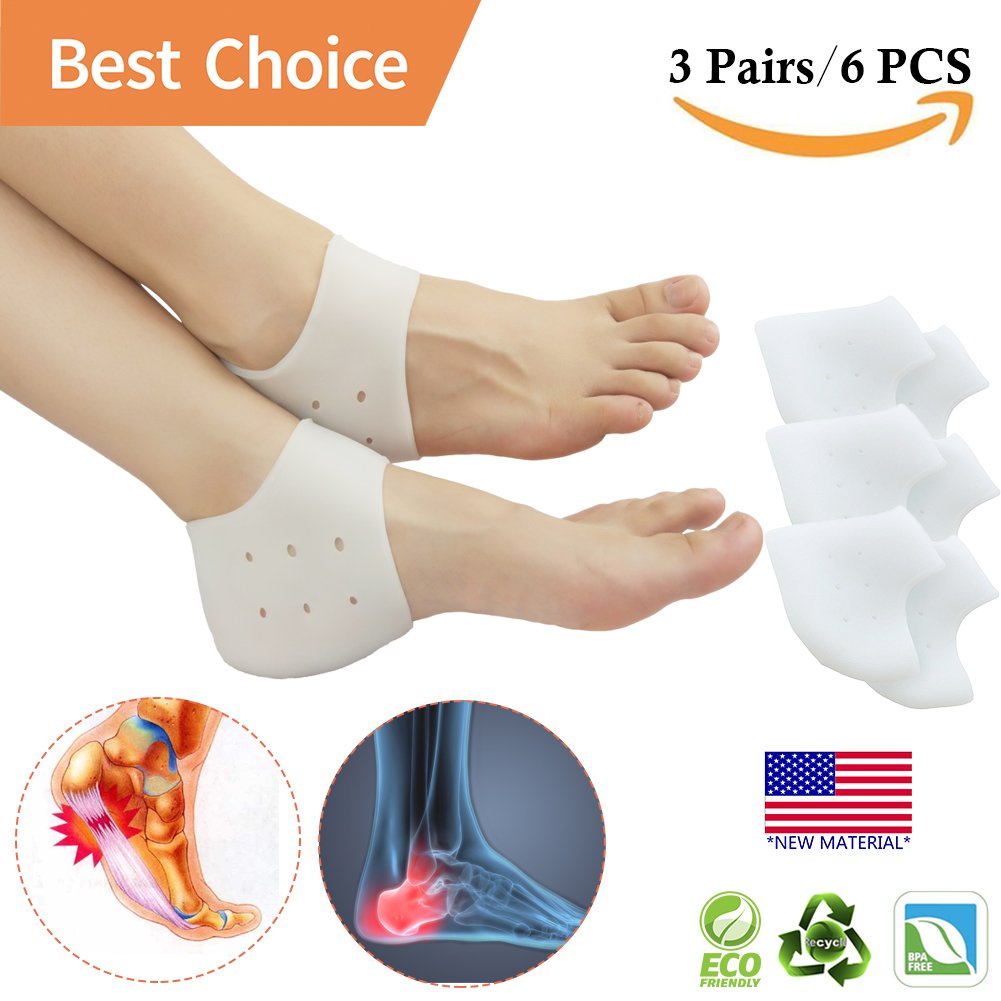 Heel Protectors, Heel Cups for Heel Pain, (4PCS Beige) Adjustable