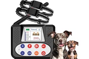NBSUN Wireless Dog Fence, Electric Fence for Dogs with Big LCD Screen, Portable Wireless Pet Fence & Remote Training Collar, Dog Perimeter Fence, Adjustable for Large Medium Small Dogs (for 2 Dogs)
