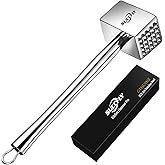 SUCCFLY Meat Tenderizer Stainless Steel, Heavy Duty Meat Hammer, Kitchen Meat Mallet 1.65LB Meat Pounder Flatterner Weighted