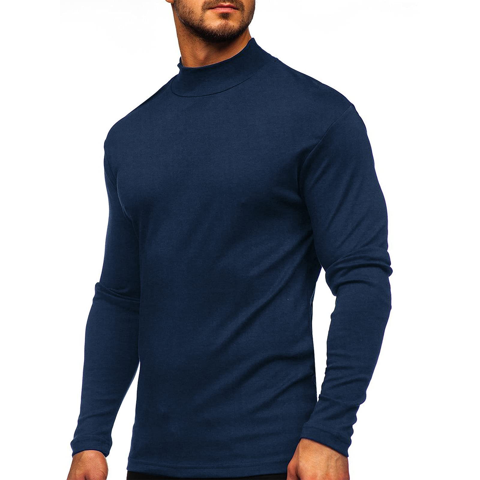 Turtleneck Men Long Sleeve Pullover Basic Designed