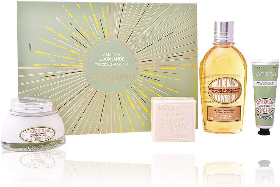 Occitane Set Almond Shower Oil 250ml + Milk Concentrate 100ml + Soap + Hand Cream 30ml