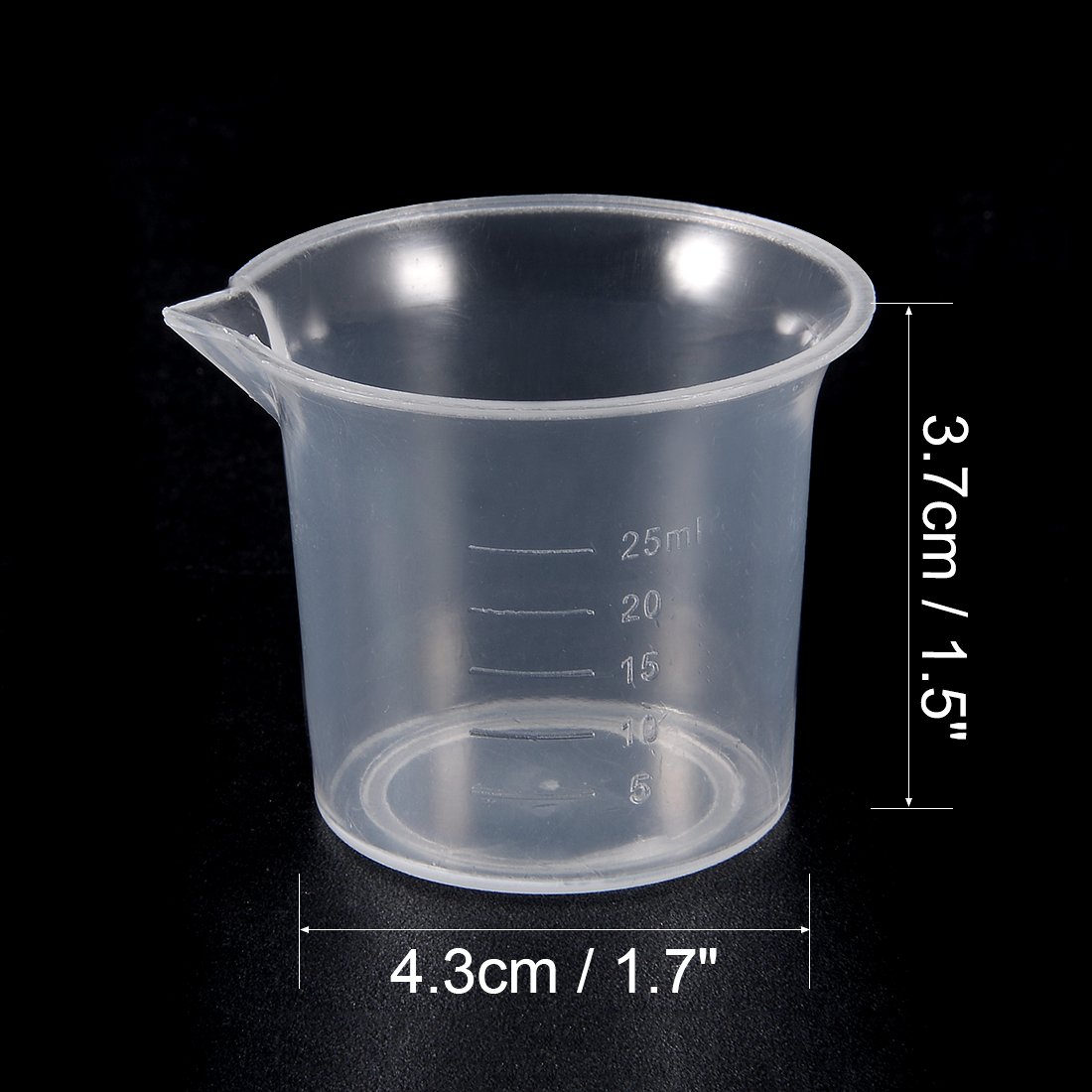 sourcing map Measuring Cup 25ml PP Plastic Graduated Beaker Transparent for Lab Kitchen liquids 2pcs, 2pcs/25ml - Image 4