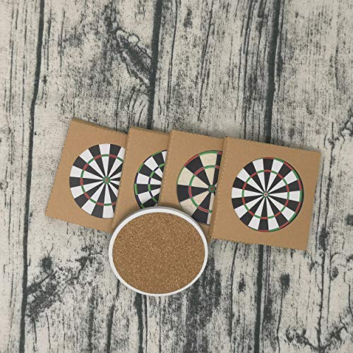SUPCOW Dart Doard Design Ceramic Coasters, 4 Pack of Absorbent Stone For Drinks, Protect Furniture from Coffee or Tea Marks