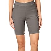 Jvini 9" Bermuda Shorts for Women High Waist Pull On Stretch Jean Jeggings Knee Length Side Slit Short