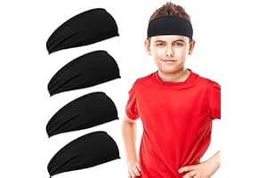 Kids Sweatbands, Breathable Sports Headbands, Elastic Sweat Headbands, Moisture Wicking Workout Headbands for Youth Boys Girl