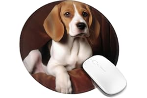 Lovely Pet Dog Beagle Round Mouse Pad 8 X 8 in, Ultra-Smooth Gaming Mousepad Portable Non-Slip Rubber Base Waterproof Mouse M