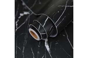 practicalWs 17.71''×196.8'' Marble Contact Paper Black/White Peel and Stick Wallpaper Thicken Self Adhesive Black Wallpaper for Countertops Cabinets Decorative Easy to Remove Upgrade