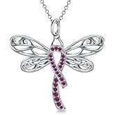 AOBOCO Sterling Silver Cancer Awareness Necklace Cancer Survivor Gifts for Women