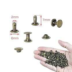 200Sets Leather Rivets, 6mm Double Cap Rivets
