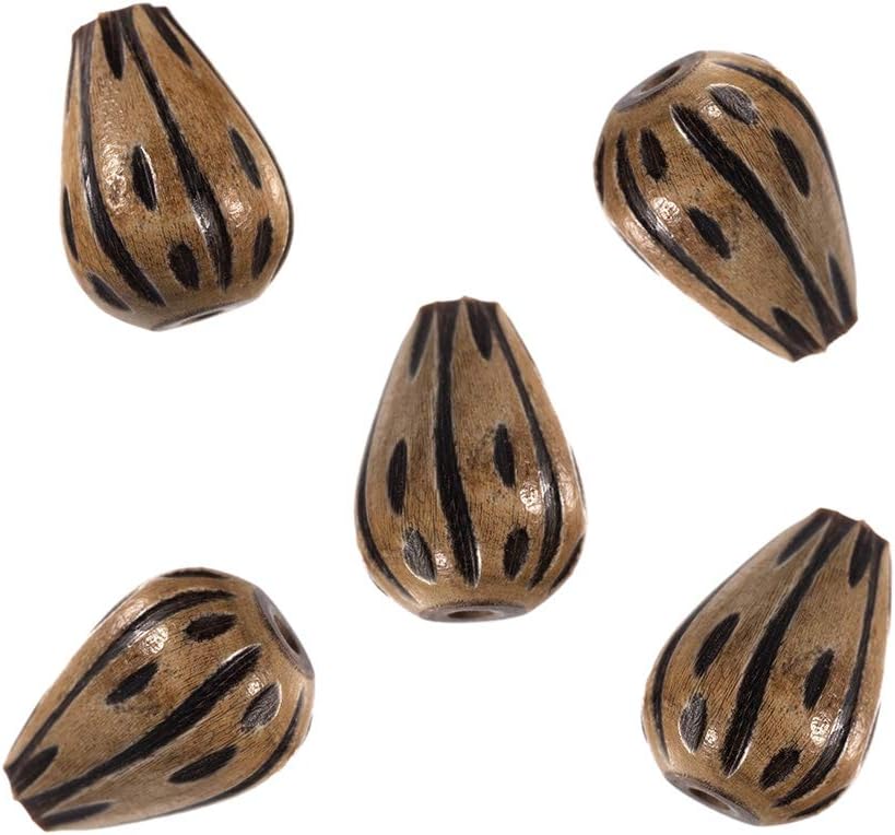 Craft County Pear Shaped Horn Beads &ndash; Dash and Leaf Designs &ndash; 3 Pack Options &ndash; Jewelry Making &ndash; Bracelets Necklaces Earrings &ndash; Boho Look