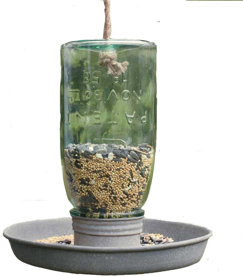 Amazon Com Hanging Mason Jar Bird Feeder Kitchen Dining