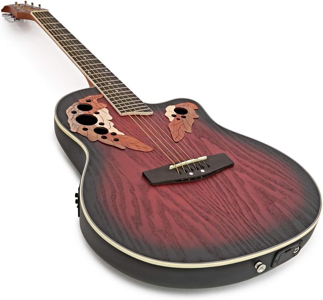 Guitare ElectroAcoustique Roundback Deluxe par Gear4music Red Burst Instruments de musique et