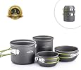 OVERMONT Picknick Topf Camping Kochgeschirr 2-teilig – Leichtes Aluminium Set Für Outdoor