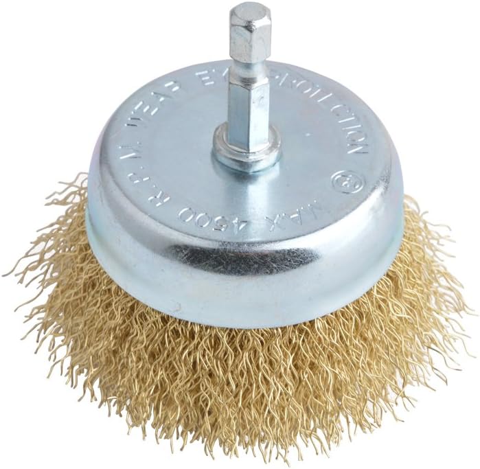 Gunpla 75mm Wire Cup Brush 6.35mm Hex Shank Hardened Brass Steel Crimp Wheel Heavy Duty Wires Brushes for Metal Removal of Rust Corrosion Paint - Image 3